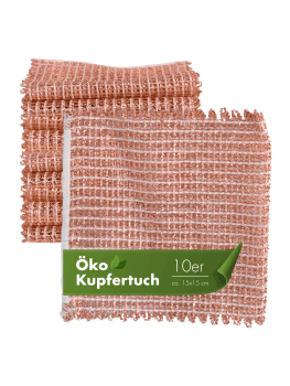 Haushalt und Genuss Kupfertuch 10 Stück Set Kratzfrei für Edelstahl Ceranfeld Glas & Grillrost Kupferlappen ca. 15x15 cm rostet nicht langlebig & umweltfreundlich, 160g